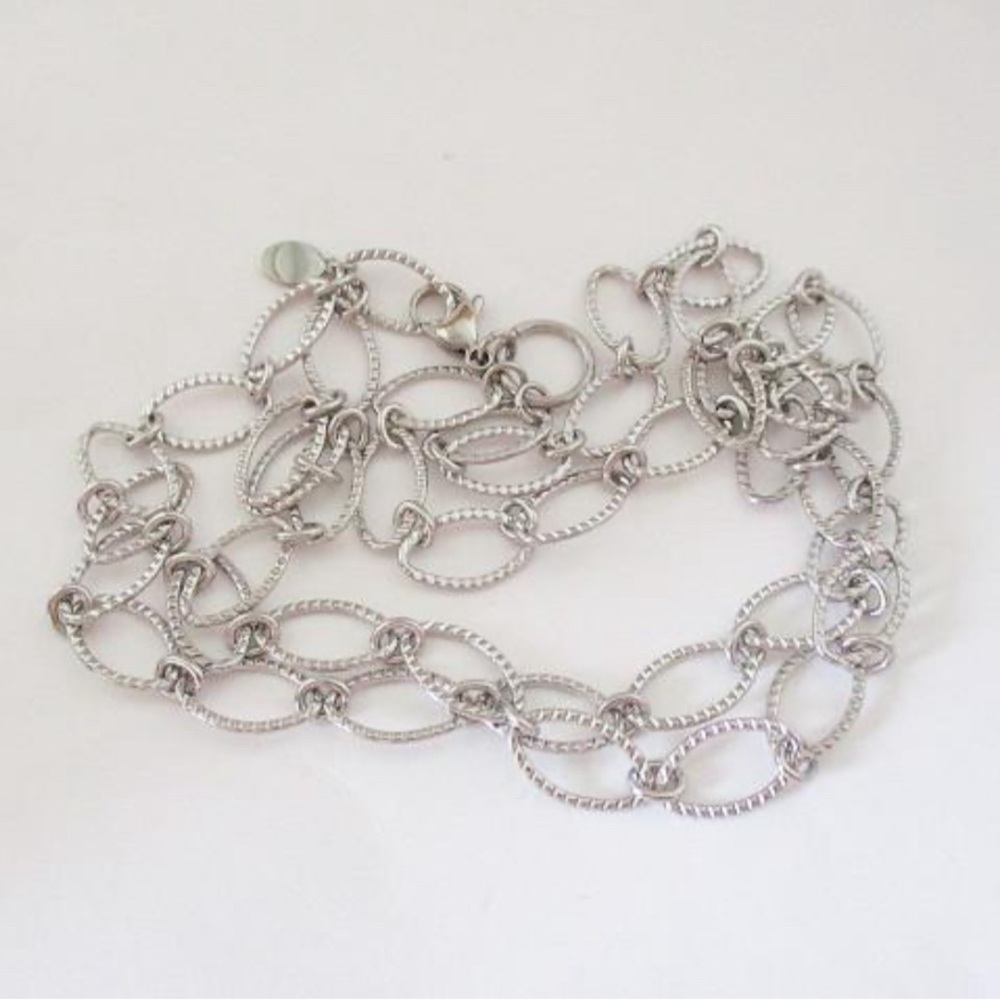 NWOT Oval Link Silver-Tone Chain Double Strand with Lobster Clasp ~17.5” - Picture 2 of 6